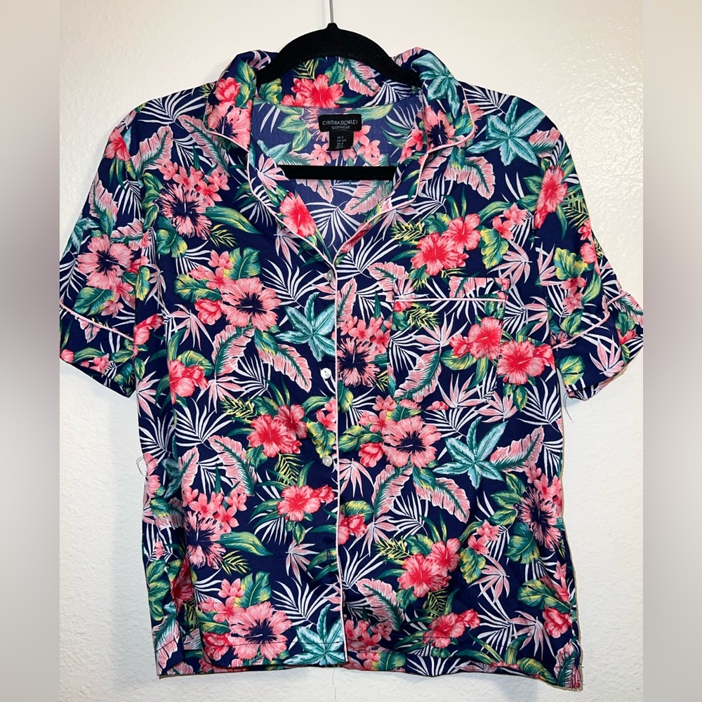 Cynthia Rowley Sleepwear Tropical Floral Print PJ Set Small